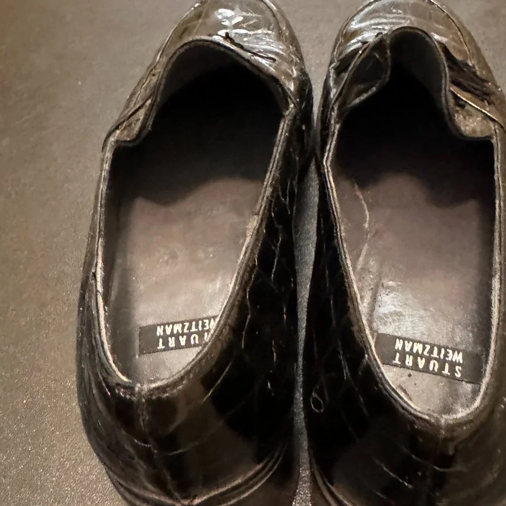Stuart Weitzman size 7 black patent leather pump loafers